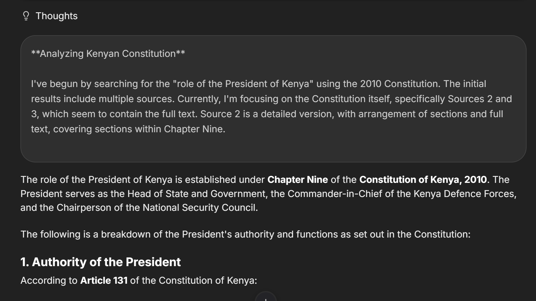 The reasoning and source citations shown by Haki Legal